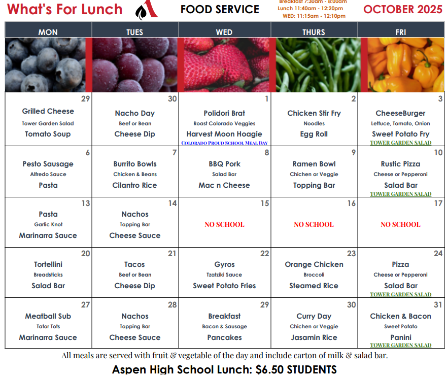 AHS Lunch Menu